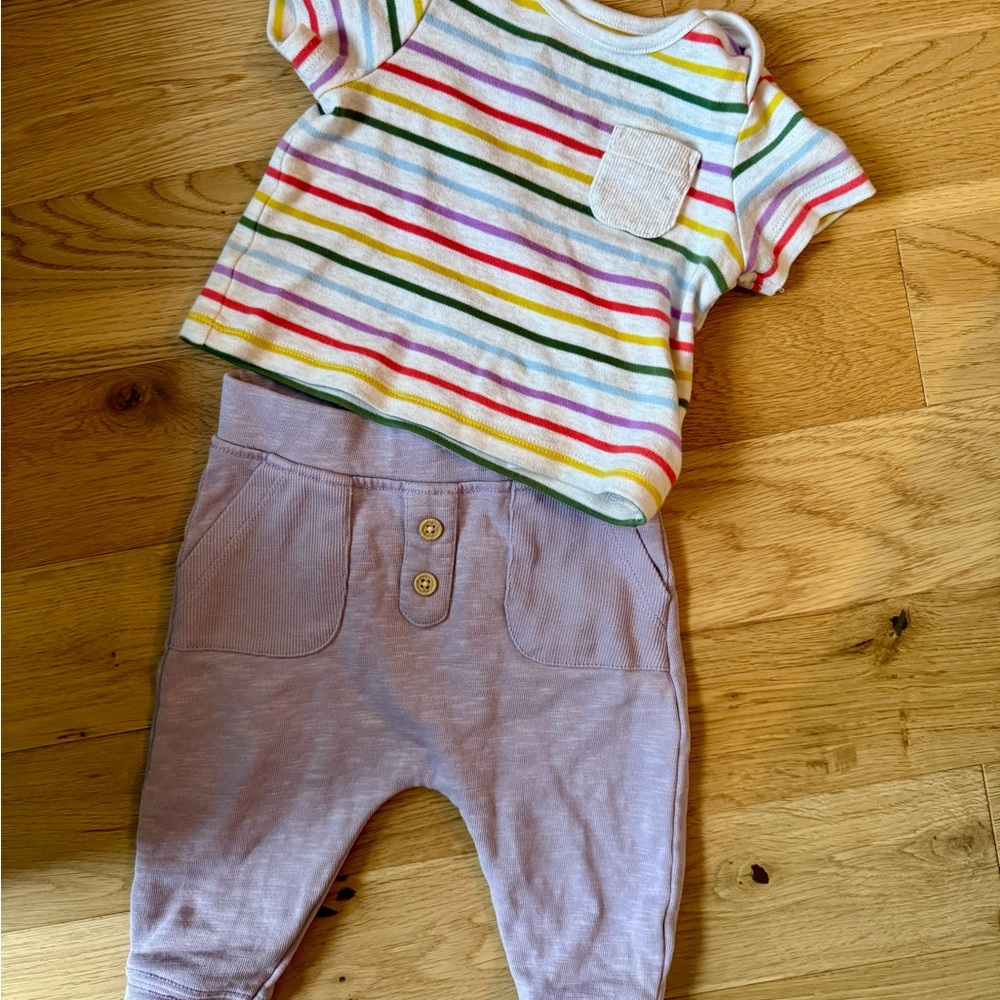 Baby Boden mini Boden Striped Baby Outfit with Pocket Tee and Pants